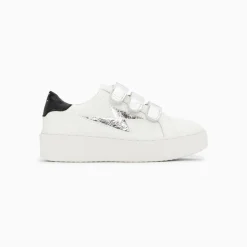 Vanessa Wu Sneakers>Baskets Eclair Mini Marilou Blanc Et Argent A Scratchs