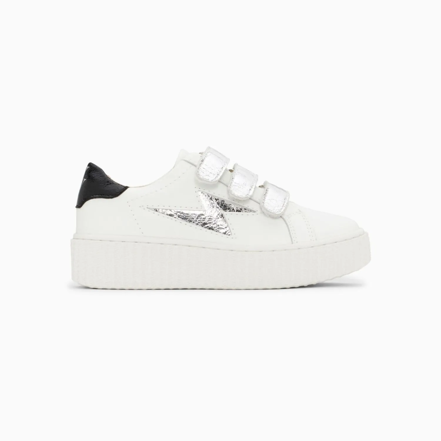 Vanessa Wu Sneakers>Baskets Eclair Mini Marilou Blanc Et Argent A Scratchs