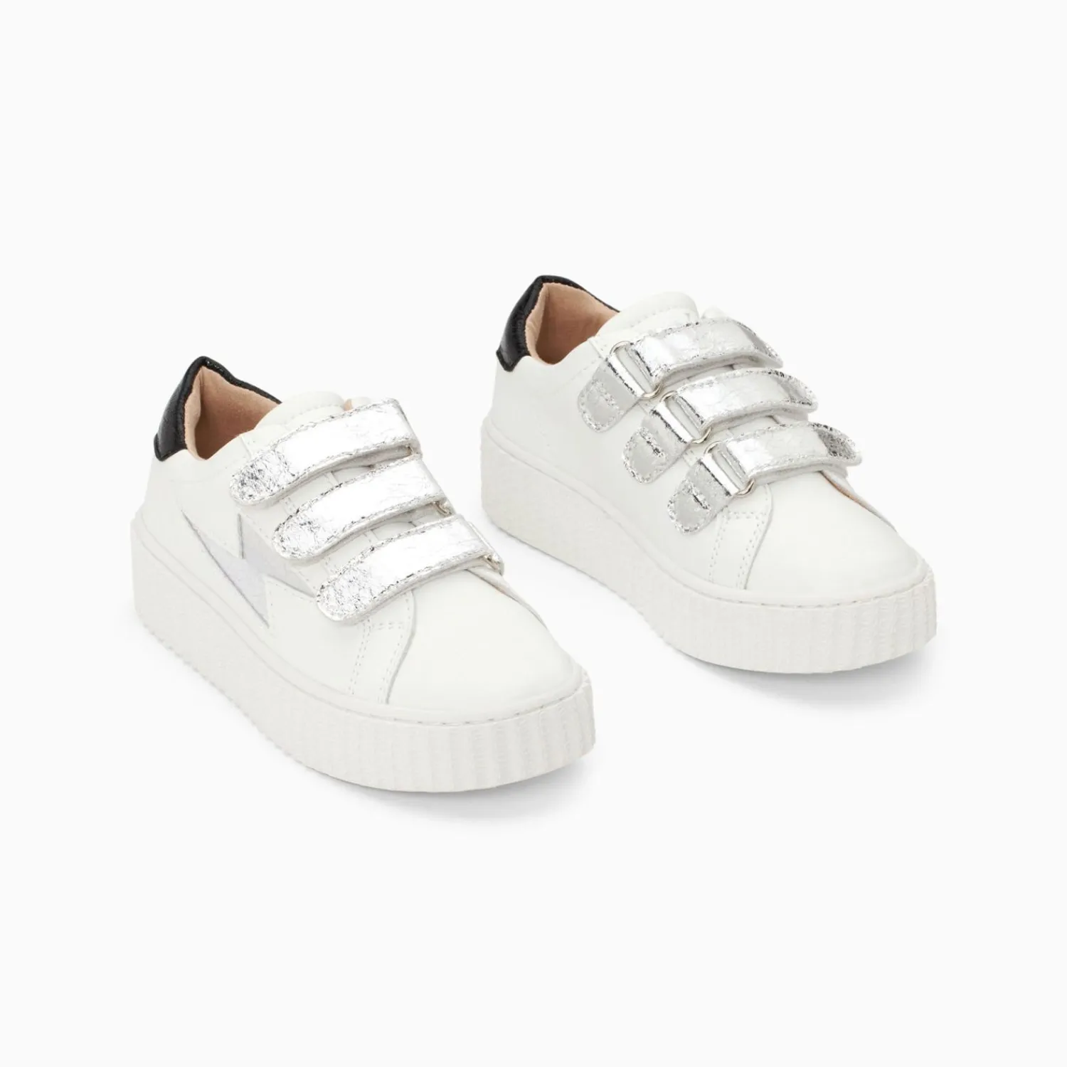 Vanessa Wu Sneakers>Baskets Eclair Mini Marilou Blanc Et Argent A Scratchs