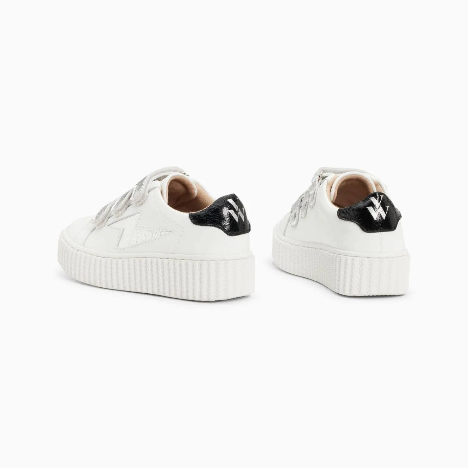 Vanessa Wu Sneakers>Baskets Eclair Mini Marilou Blanc Et Argent A Scratchs