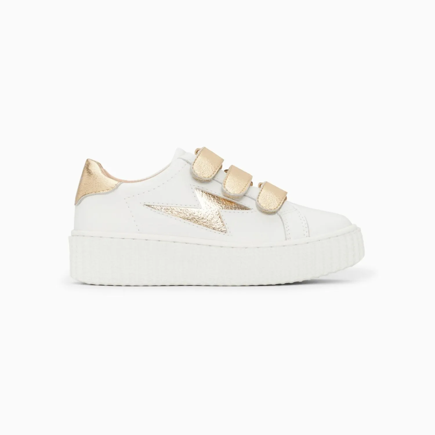 Vanessa Wu Sneakers>Baskets Eclair Mini Marilou Blanc Et Or A Scratchs
