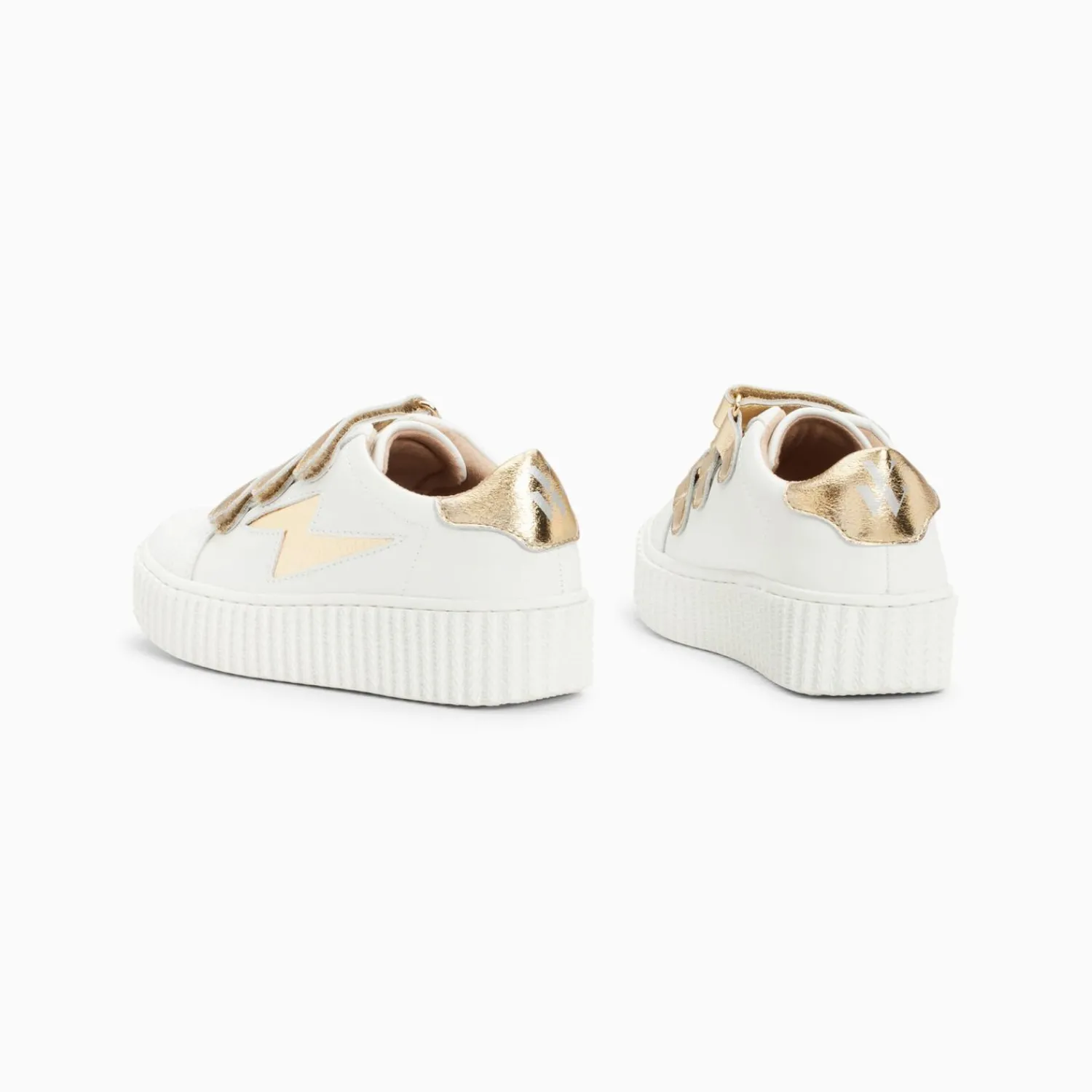 Vanessa Wu Sneakers>Baskets Eclair Mini Marilou Blanc Et Or A Scratchs
