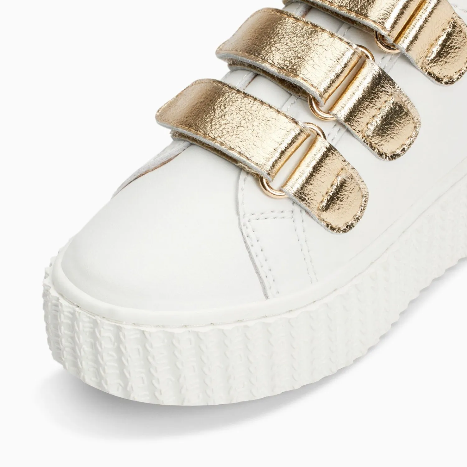 Vanessa Wu Sneakers>Baskets Eclair Mini Marilou Blanc Et Or A Scratchs