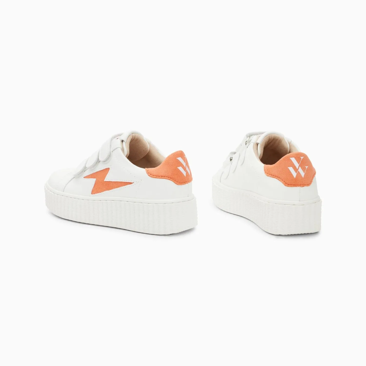 Vanessa Wu Sneakers>Baskets Eclair Mini Vicky Blanc Et Orange A Scratchs