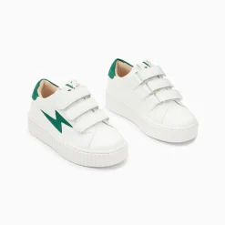 Vanessa Wu Sneakers>Baskets Eclair Mini Vicky Blanc Et Vert Sapin A Scratchs