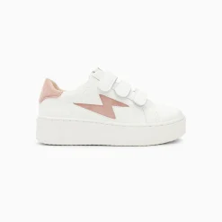 Vanessa Wu Sneakers>Baskets Eclair Mini Vicky Blanc Et Vieux Rose A Scratchs