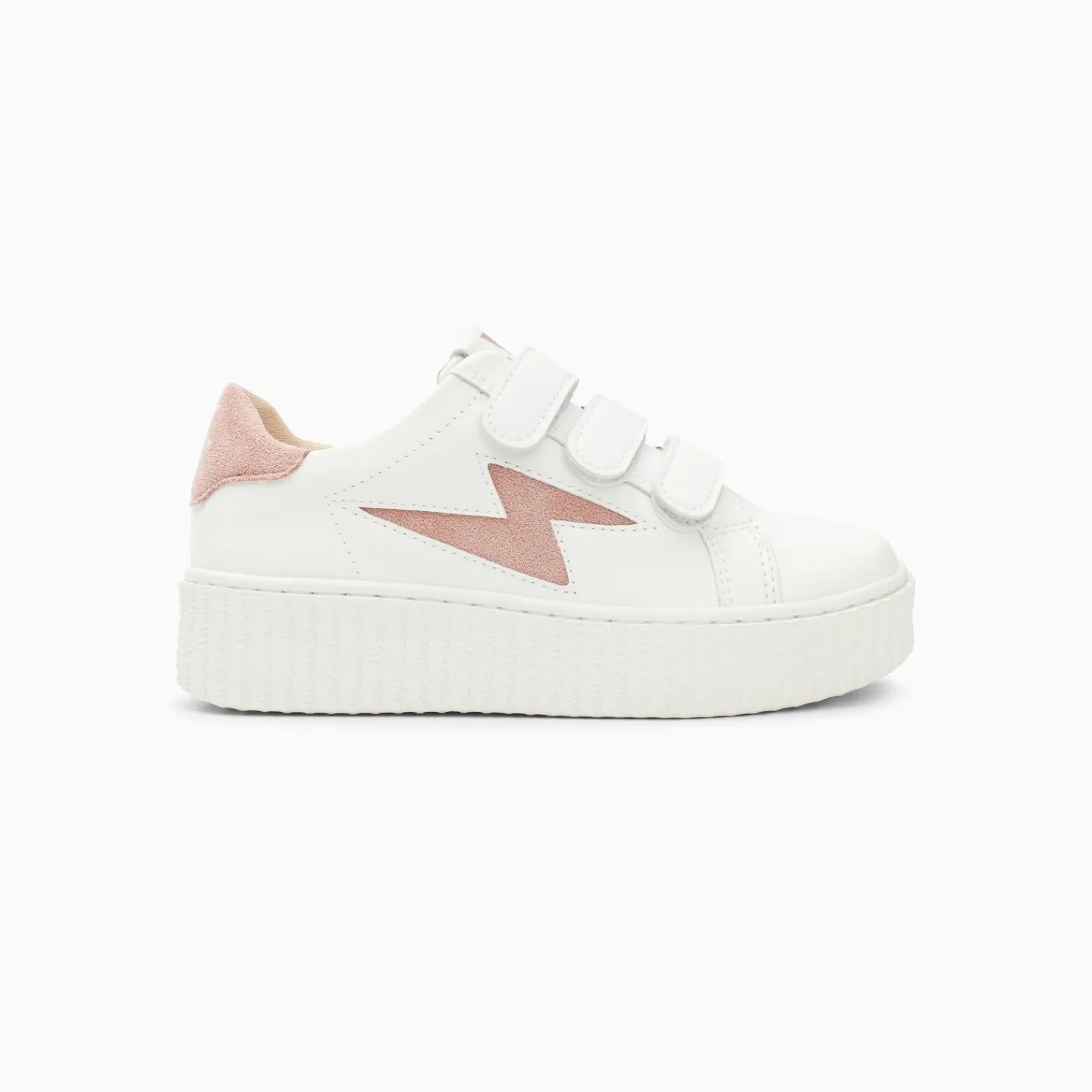 Vanessa Wu Sneakers>Baskets Eclair Mini Vicky Blanc Et Vieux Rose A Scratchs