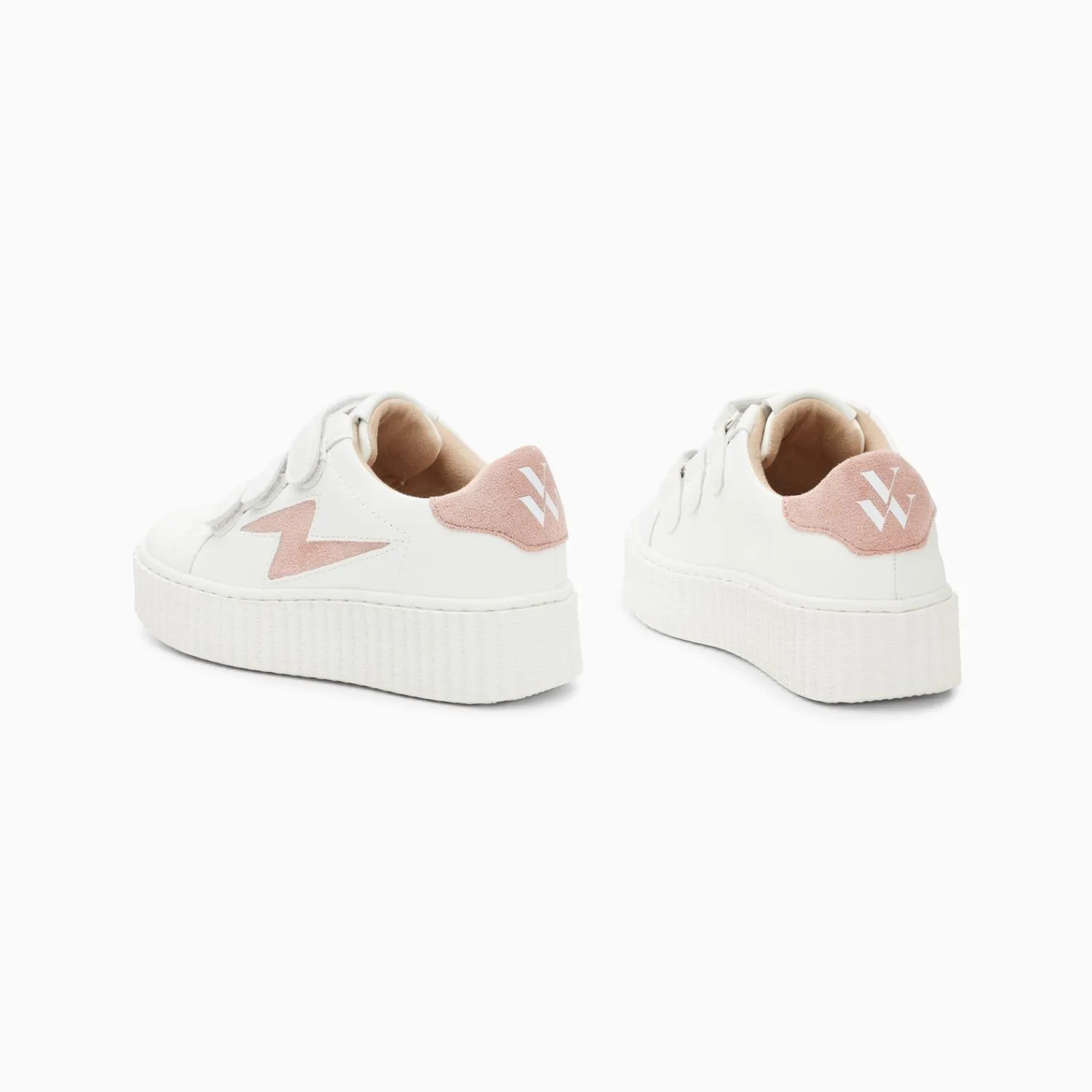 Vanessa Wu Sneakers>Baskets Eclair Mini Vicky Blanc Et Vieux Rose A Scratchs