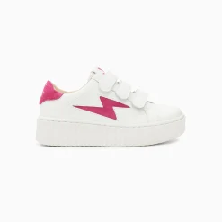 Vanessa Wu Sneakers>Baskets Eclair Mini Vicky Blanc Et Fuchsia A Scratchs