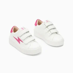 Vanessa Wu Sneakers>Baskets Eclair Mini Vicky Blanc Et Fuchsia A Scratchs