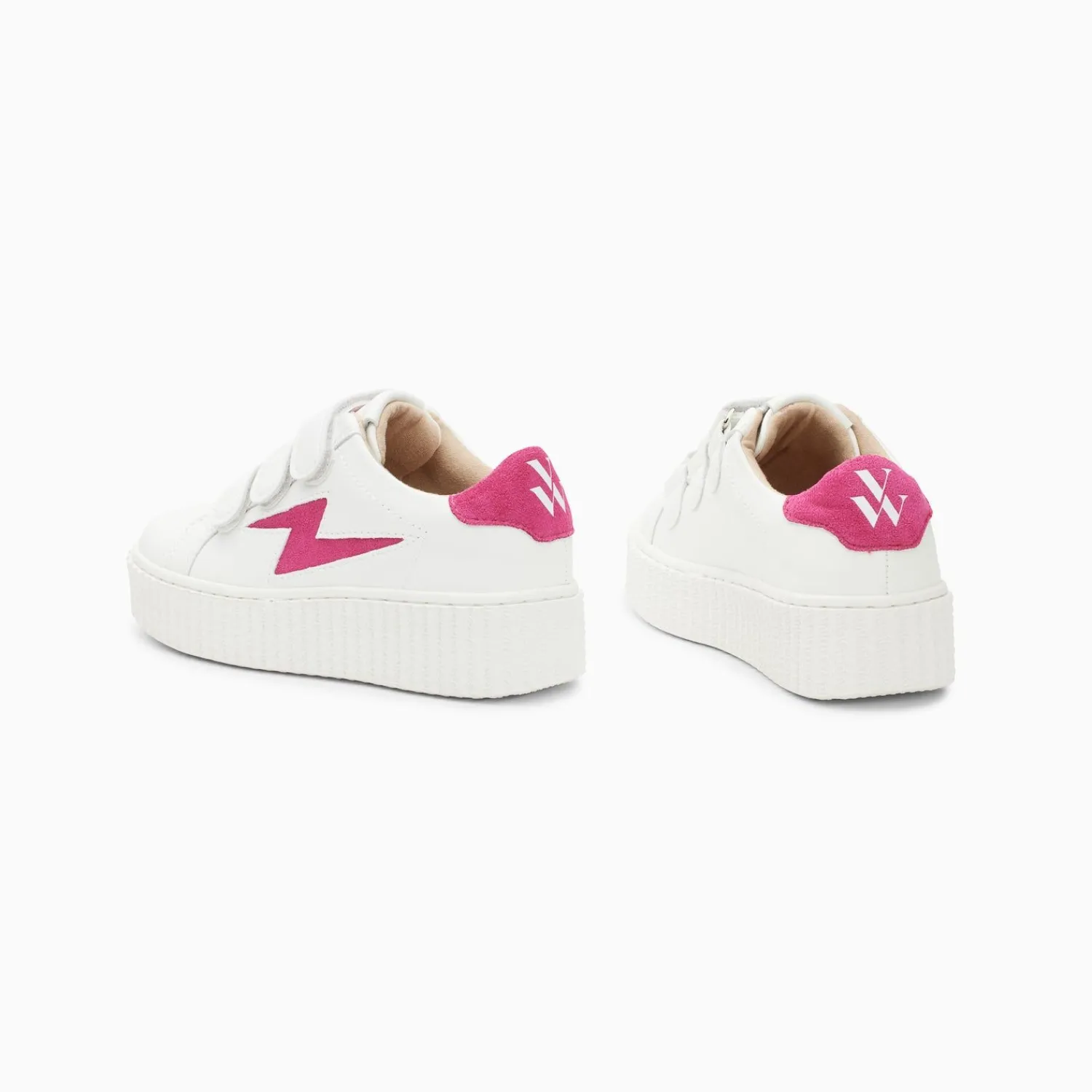 Vanessa Wu Sneakers>Baskets Eclair Mini Vicky Blanc Et Fuchsia A Scratchs
