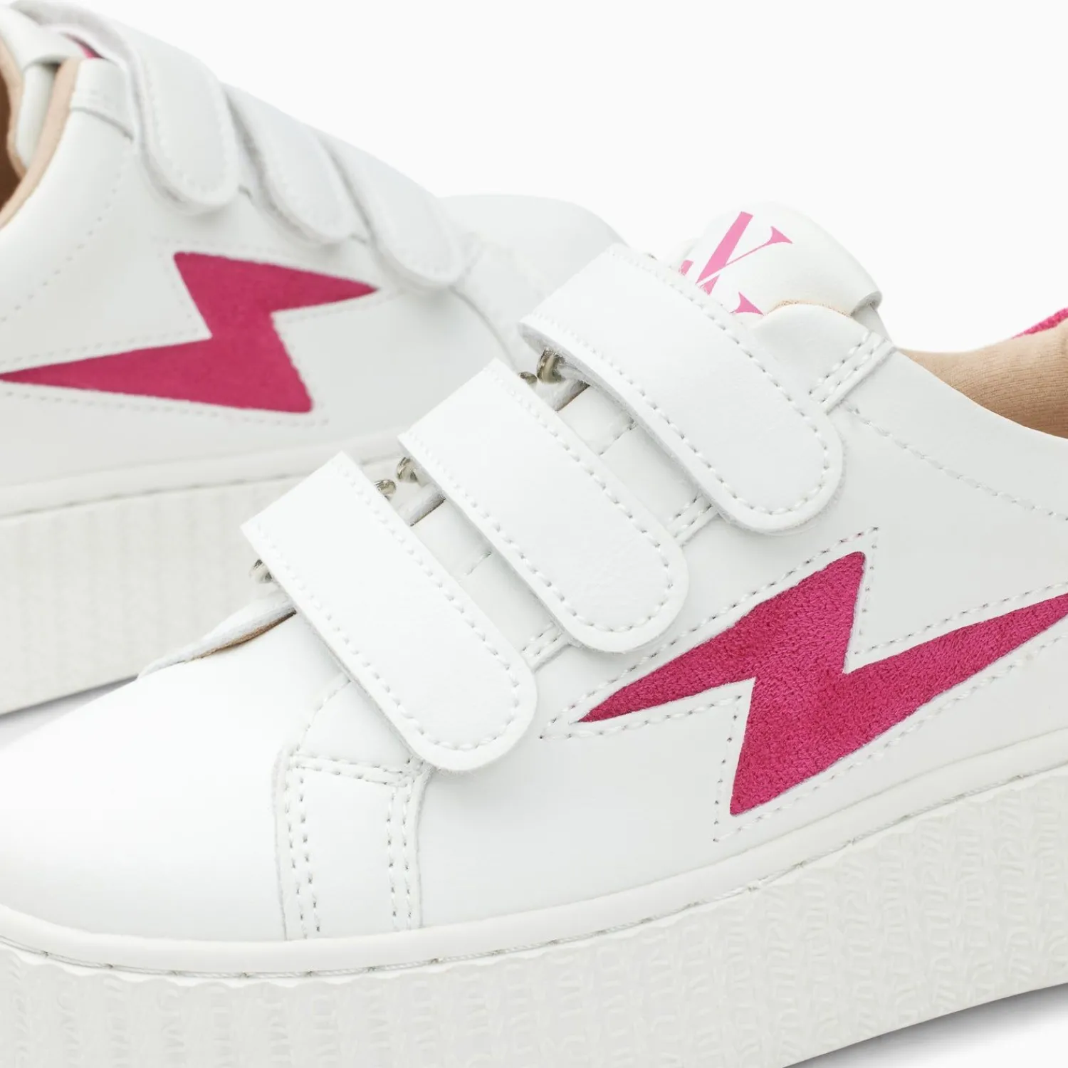 Vanessa Wu Sneakers>Baskets Eclair Mini Vicky Blanc Et Fuchsia A Scratchs