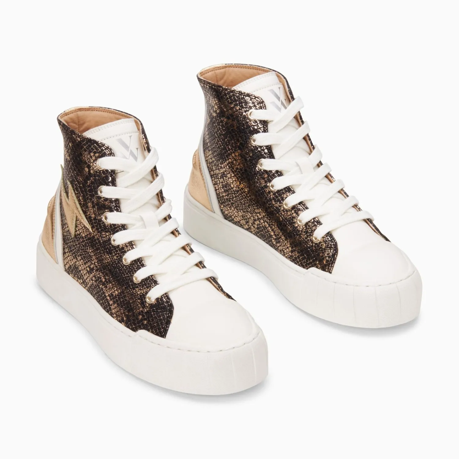 Vanessa Wu Sneakers>Baskets Eclair Mucella Montantes Serpent Et Or