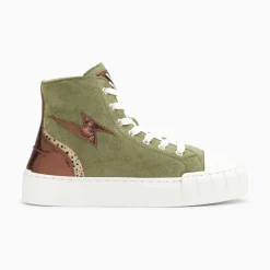 Vanessa Wu Sneakers>Baskets Eclair Mucella Montantes Kaki Et Bronze