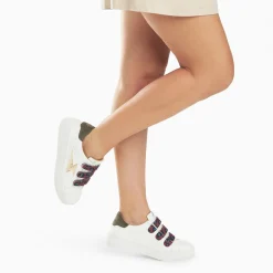 Vanessa Wu Sneakers>Baskets Eclair Noura Blanc Et Or A Scratchs Leopard