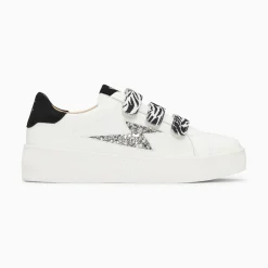 Vanessa Wu Sneakers>Baskets Eclair Noura Blanc Et Argent A Scratchs Zebre