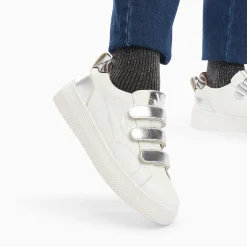 Vanessa Wu Sneakers>Baskets Eclair Oxanna Blanches A Scratchs Argent