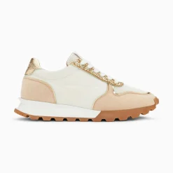 Vanessa Wu Sneakers>Baskets Eclair Paola Beige Et Or A Semelle Running