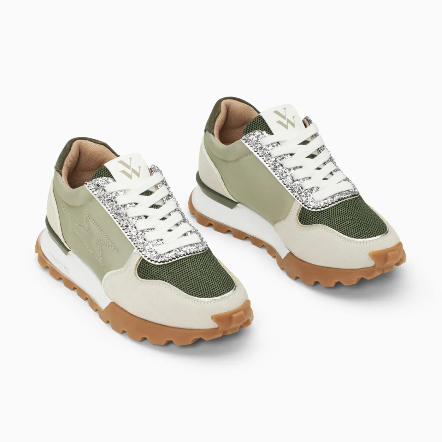 Vanessa Wu Sneakers>Baskets Eclair Paola Kaki Et Argent A Semelle Running