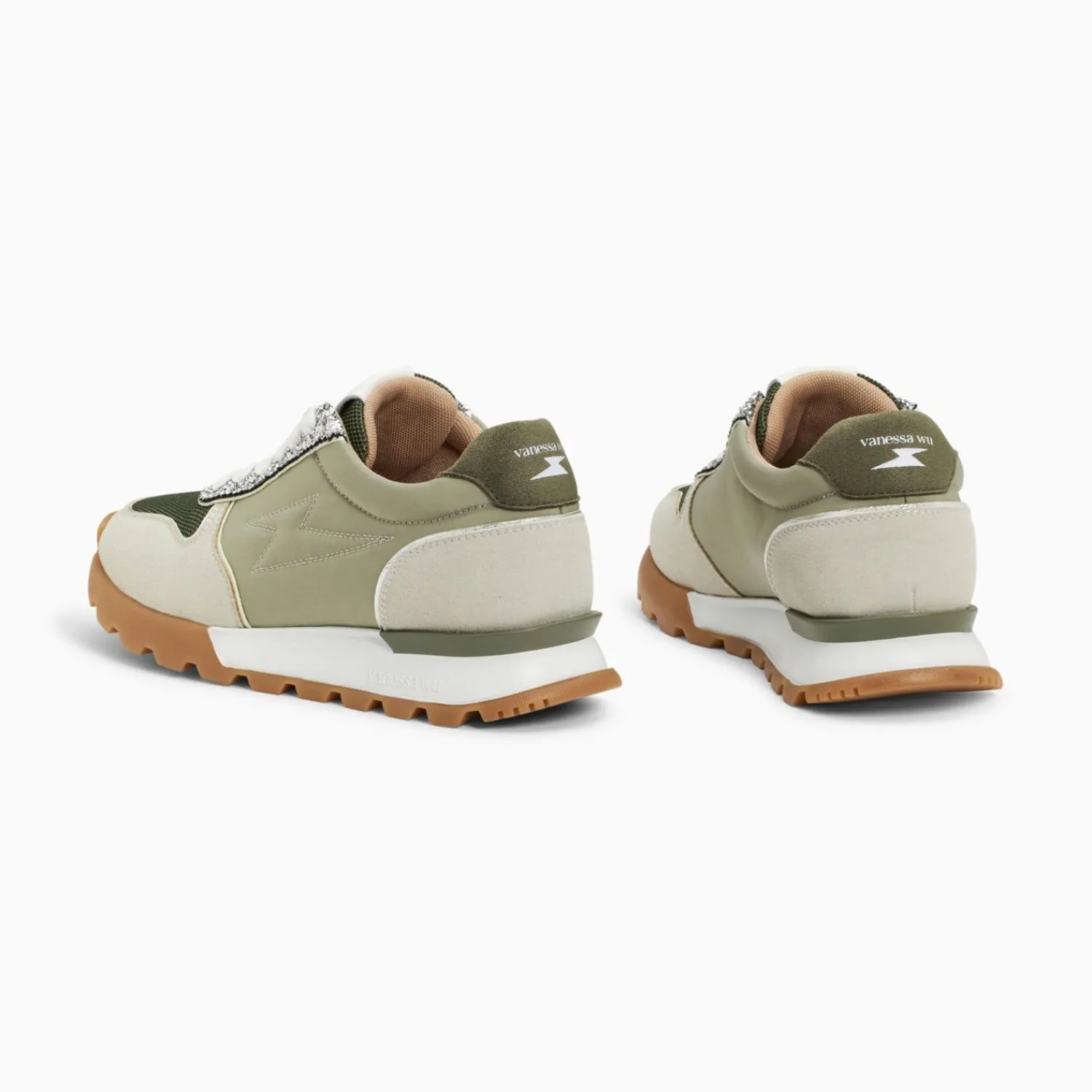 Vanessa Wu Sneakers>Baskets Eclair Paola Kaki Et Argent A Semelle Running