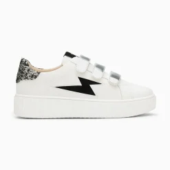 Vanessa Wu Sneakers>Baskets Eclair Pomeline Blanc Et Noir A Scratchs Argent