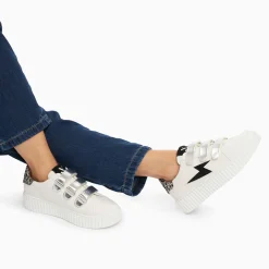 Vanessa Wu Sneakers>Baskets Eclair Pomeline Blanc Et Noir A Scratchs Argent