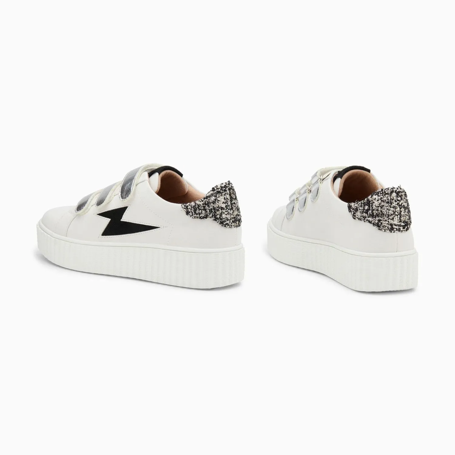 Vanessa Wu Sneakers>Baskets Eclair Pomeline Blanc Et Noir A Scratchs Argent