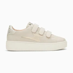 Vanessa Wu Sneakers>Baskets Eclair Pomeline Beige Et Or A Scratchs