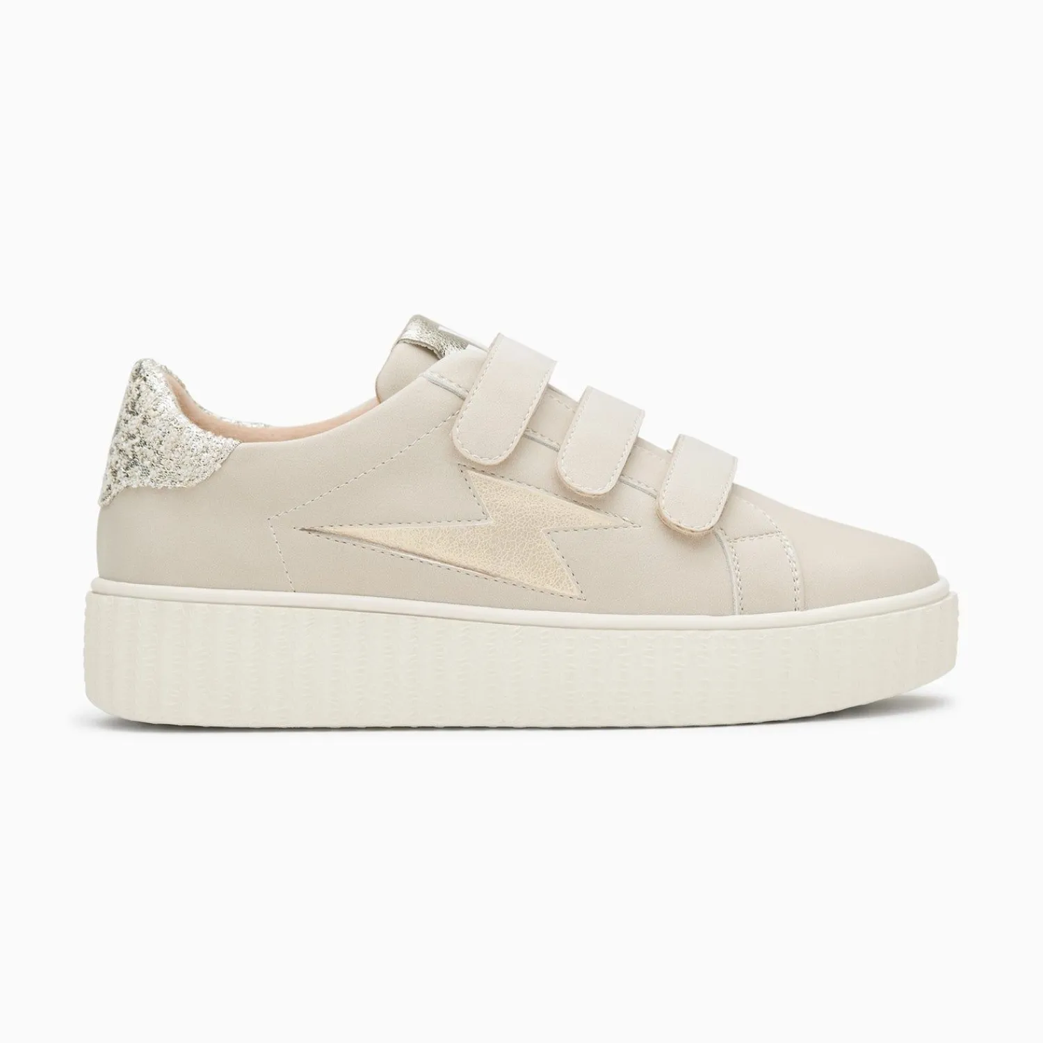Vanessa Wu Sneakers>Baskets Eclair Pomeline Beige Et Or A Scratchs