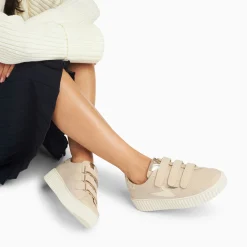 Vanessa Wu Sneakers>Baskets Eclair Pomeline Beige Et Or A Scratchs