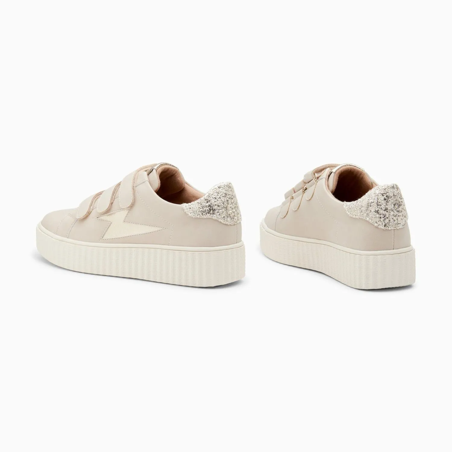 Vanessa Wu Sneakers>Baskets Eclair Pomeline Beige Et Or A Scratchs