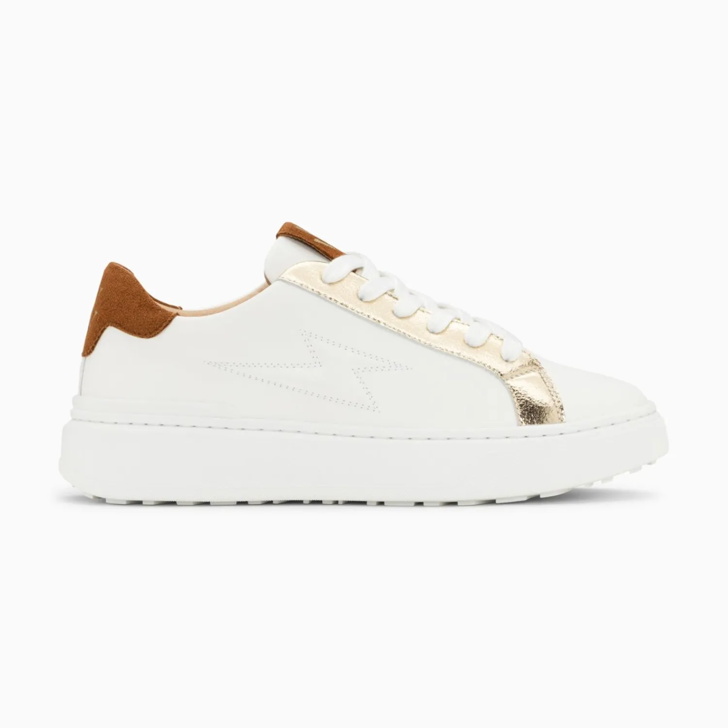 Vanessa Wu Sneakers>Baskets Eclair Romane Blanc Et Camel A Lacets