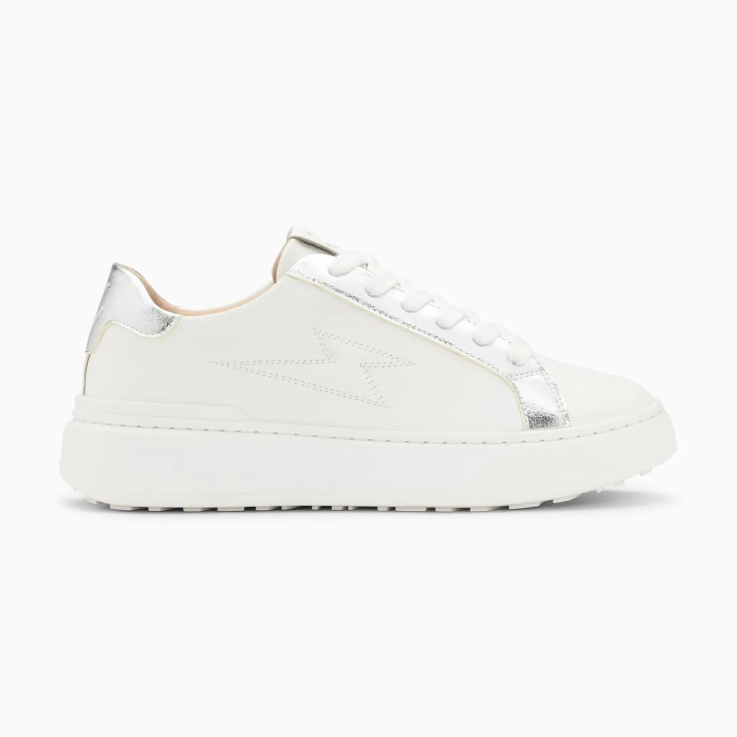 Vanessa Wu Sneakers>Baskets Eclair Romane Blanc Et Argent A Lacets
