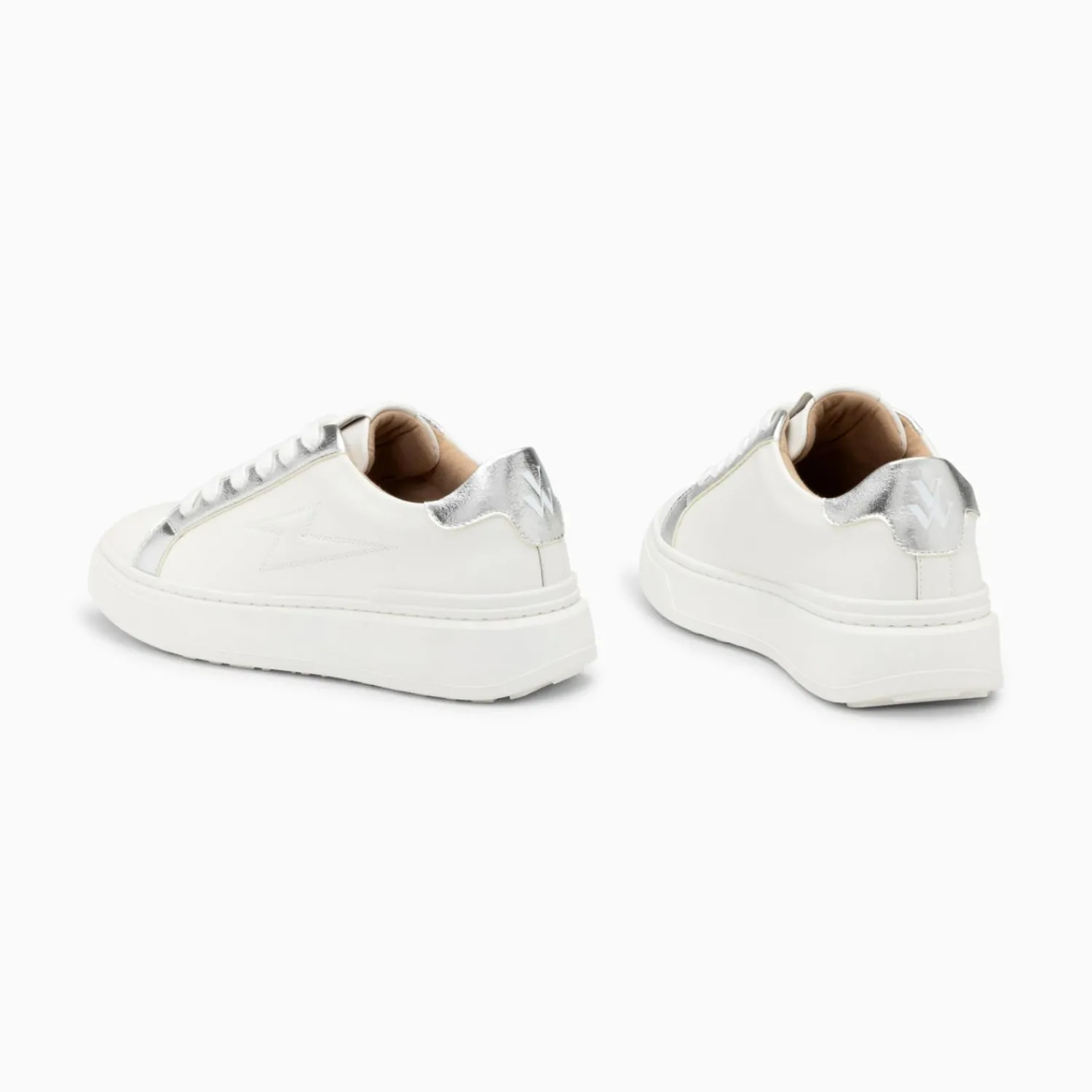 Vanessa Wu Sneakers>Baskets Eclair Romane Blanc Et Argent A Lacets