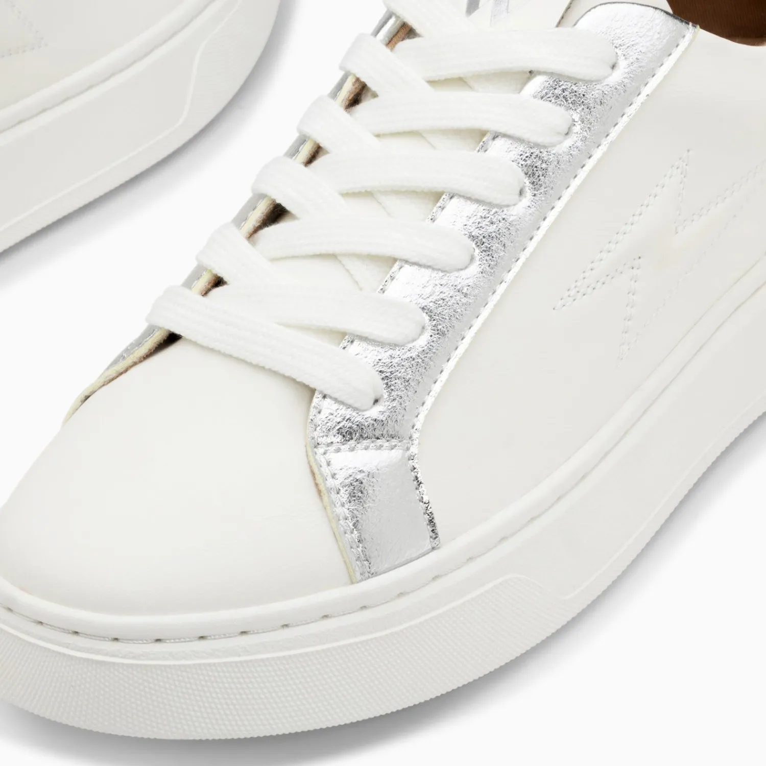 Vanessa Wu Sneakers>Baskets Eclair Romane Blanc Et Argent A Lacets