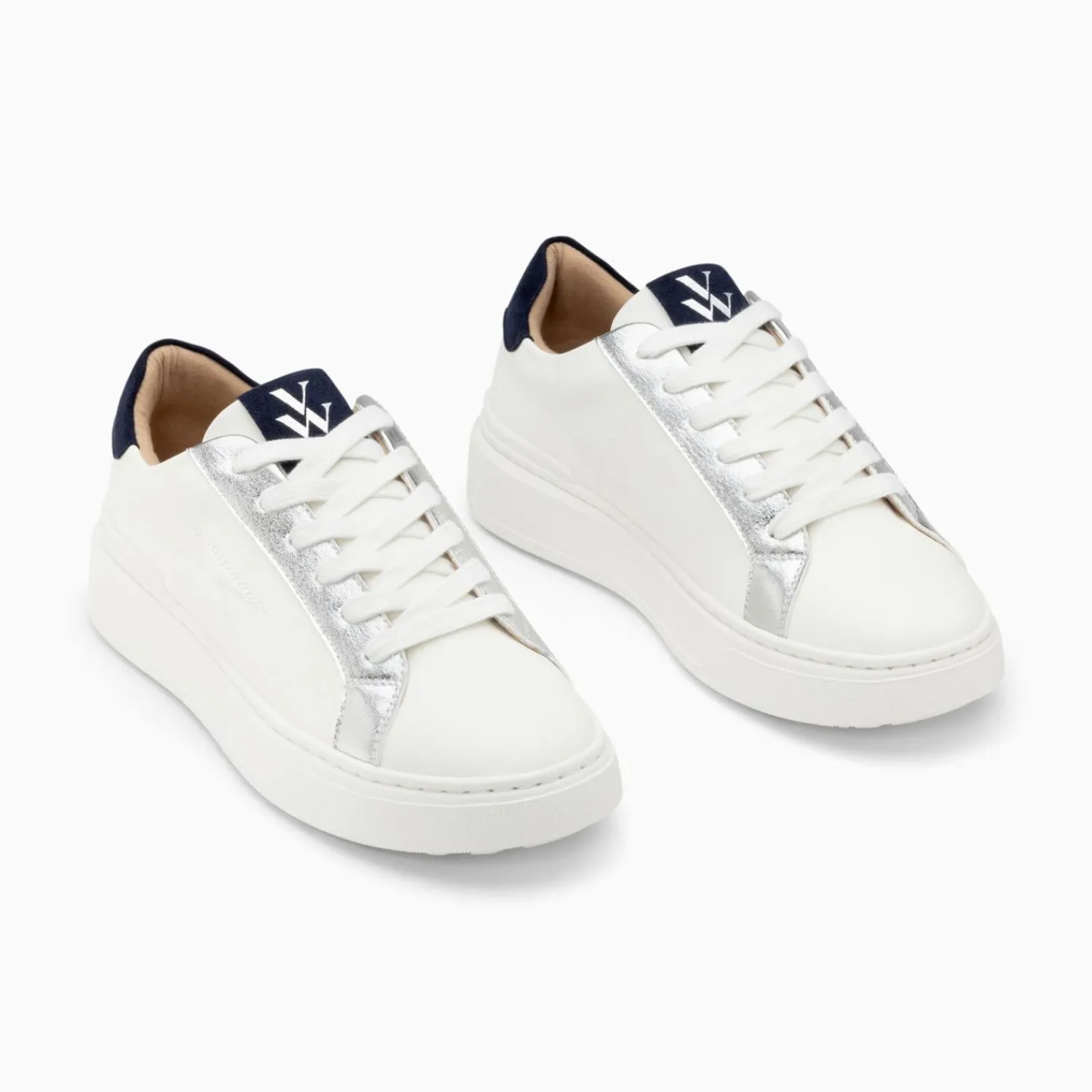 Vanessa Wu Sneakers>Baskets Eclair Romane Blanc Et Bleu A Lacets