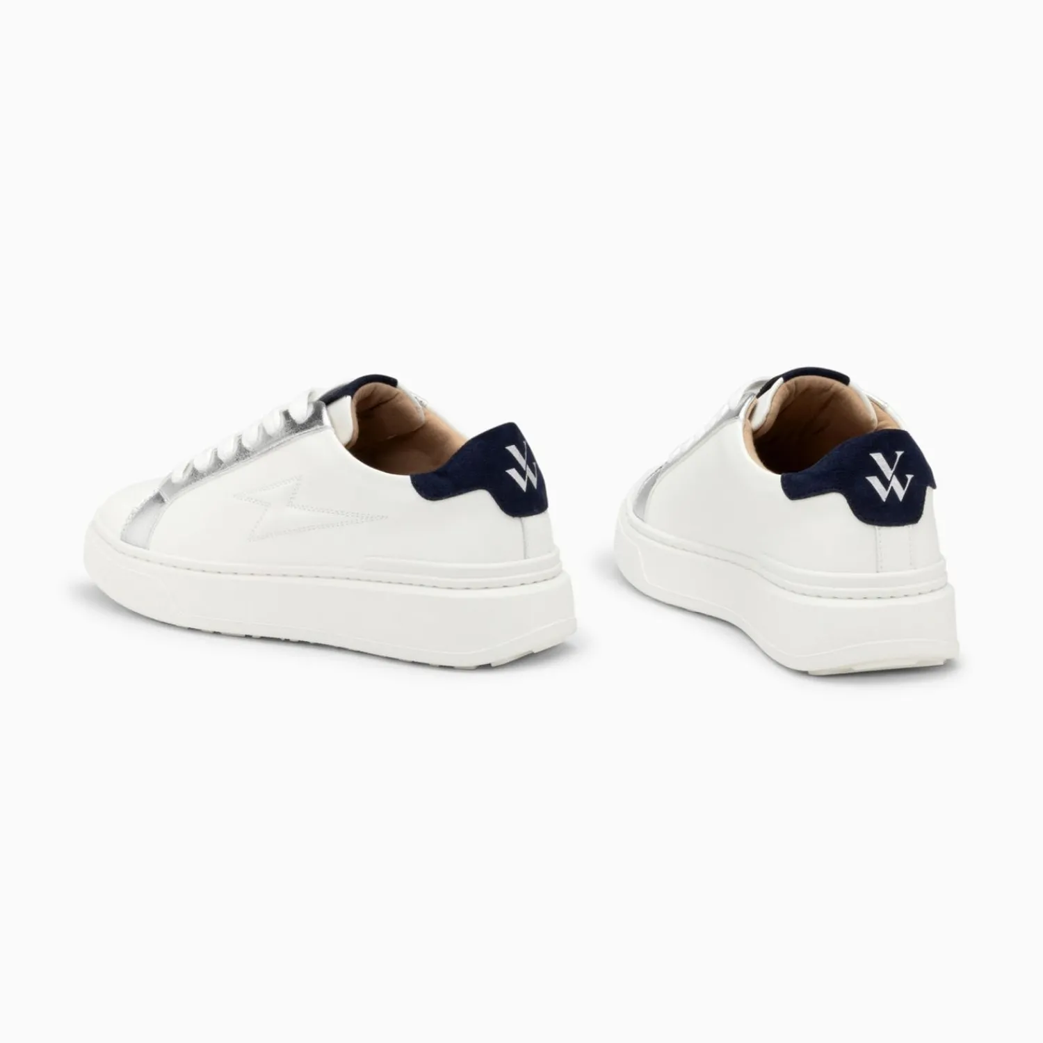 Vanessa Wu Sneakers>Baskets Eclair Romane Blanc Et Bleu A Lacets