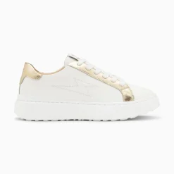 Vanessa Wu Sneakers>Baskets Eclair Romane Blanc Et Or A Lacets