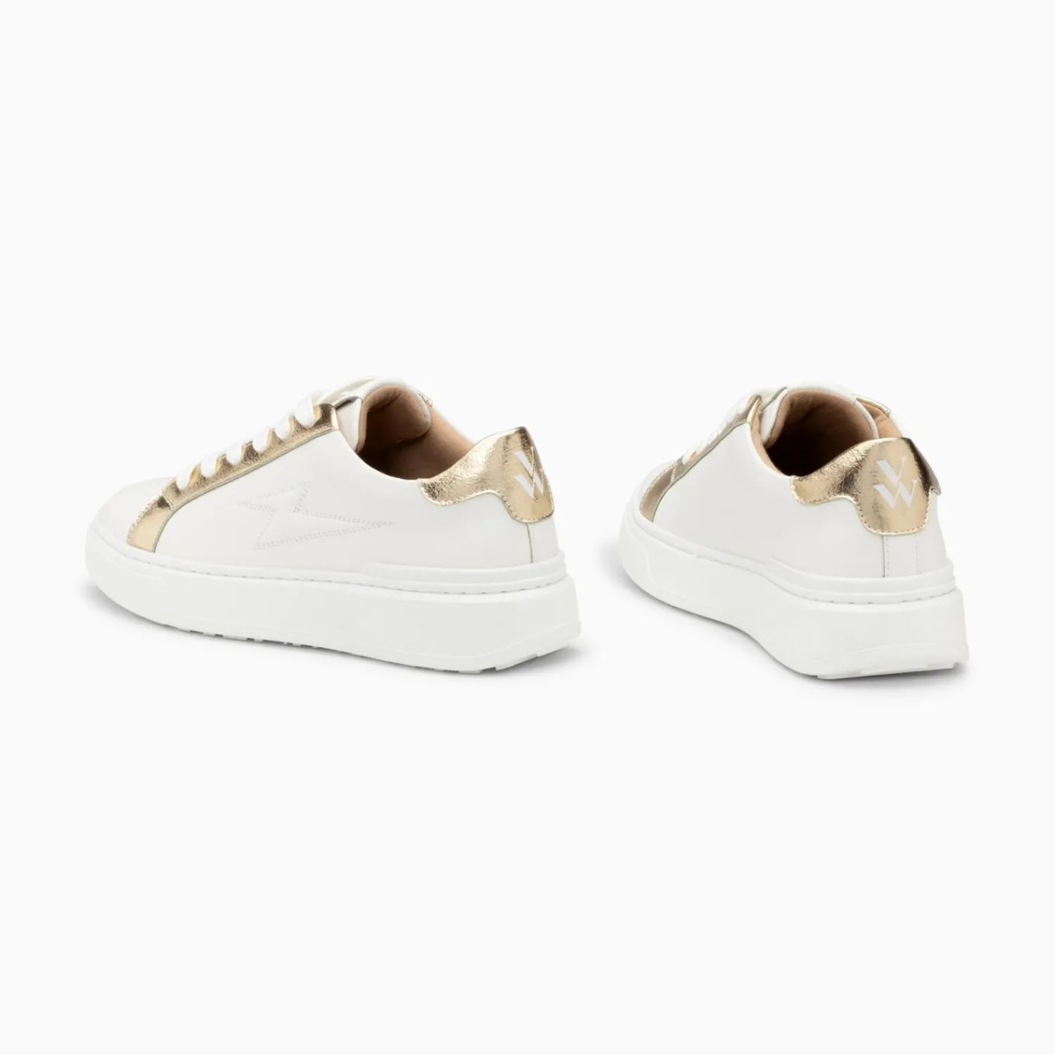Vanessa Wu Sneakers>Baskets Eclair Romane Blanc Et Or A Lacets