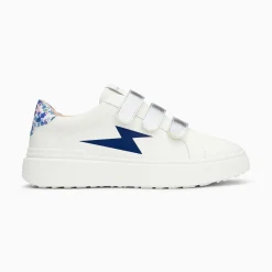 Vanessa Wu Sneakers>Baskets Eclair Salome Blanc Et Bleu A Scratchs Argent