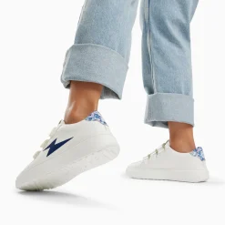 Vanessa Wu Sneakers>Baskets Eclair Salome Blanc Et Bleu A Scratchs Argent