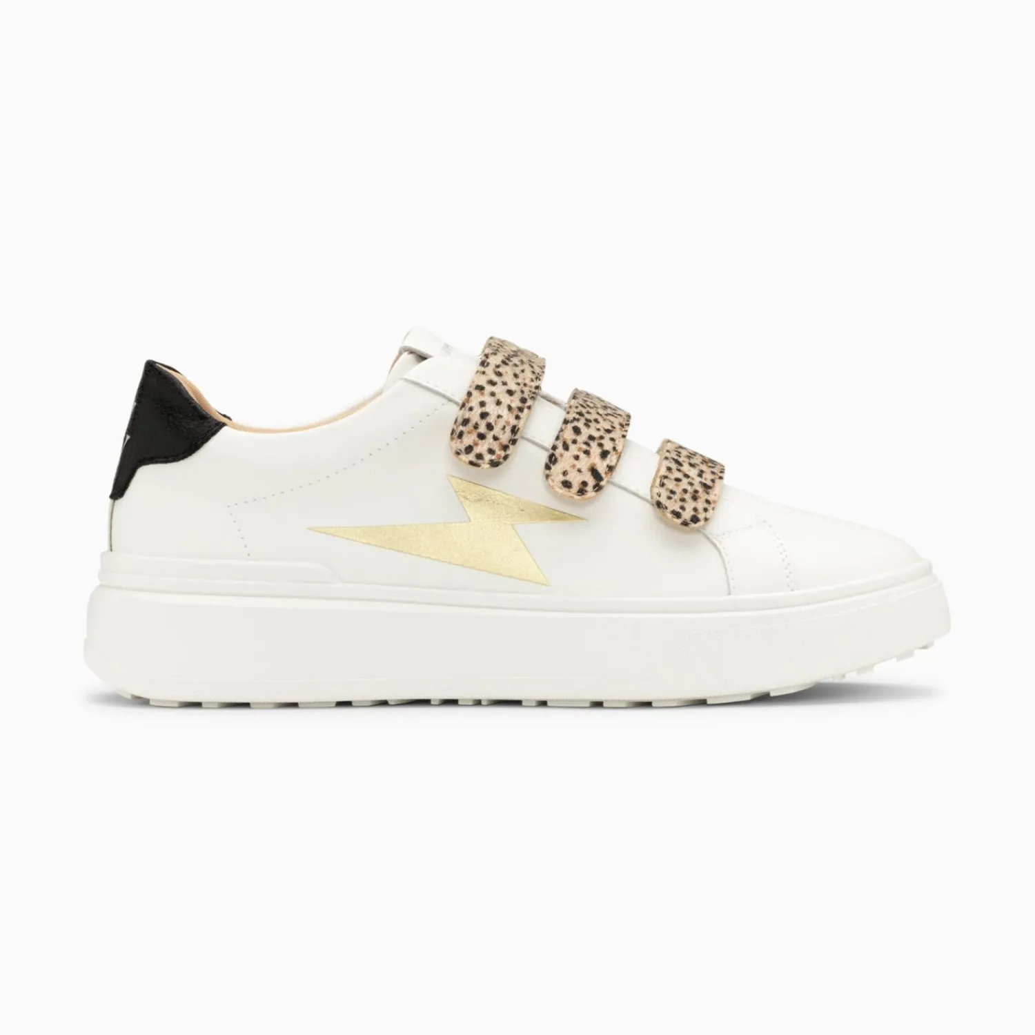Vanessa Wu Sneakers>Baskets Eclair Salome Blanc Et Or A Scratchs Guepard