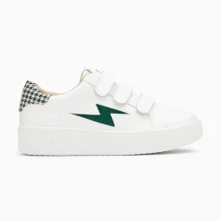 Vanessa Wu Sneakers>Baskets Eclair Sansa Blanc Et Vert Pied-De-Poule A Scratchs