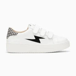 Vanessa Wu Sneakers>Baskets Eclair Sansa Blanc Et Noir Pied-De-Poule A Scratchs