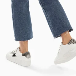 Vanessa Wu Sneakers>Baskets Eclair Sansa Blanc Et Noir Pied-De-Poule A Scratchs
