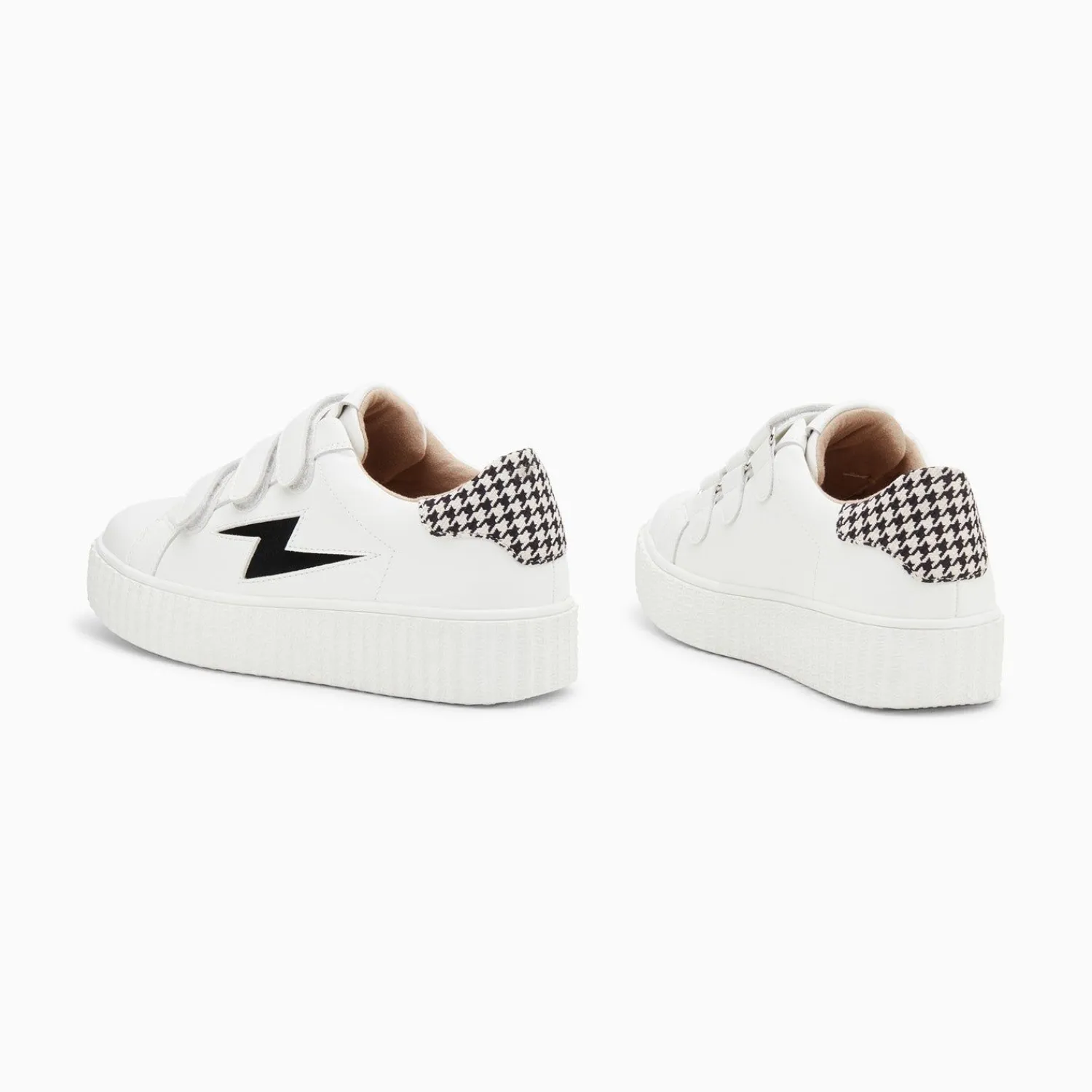 Vanessa Wu Sneakers>Baskets Eclair Sansa Blanc Et Noir Pied-De-Poule A Scratchs
