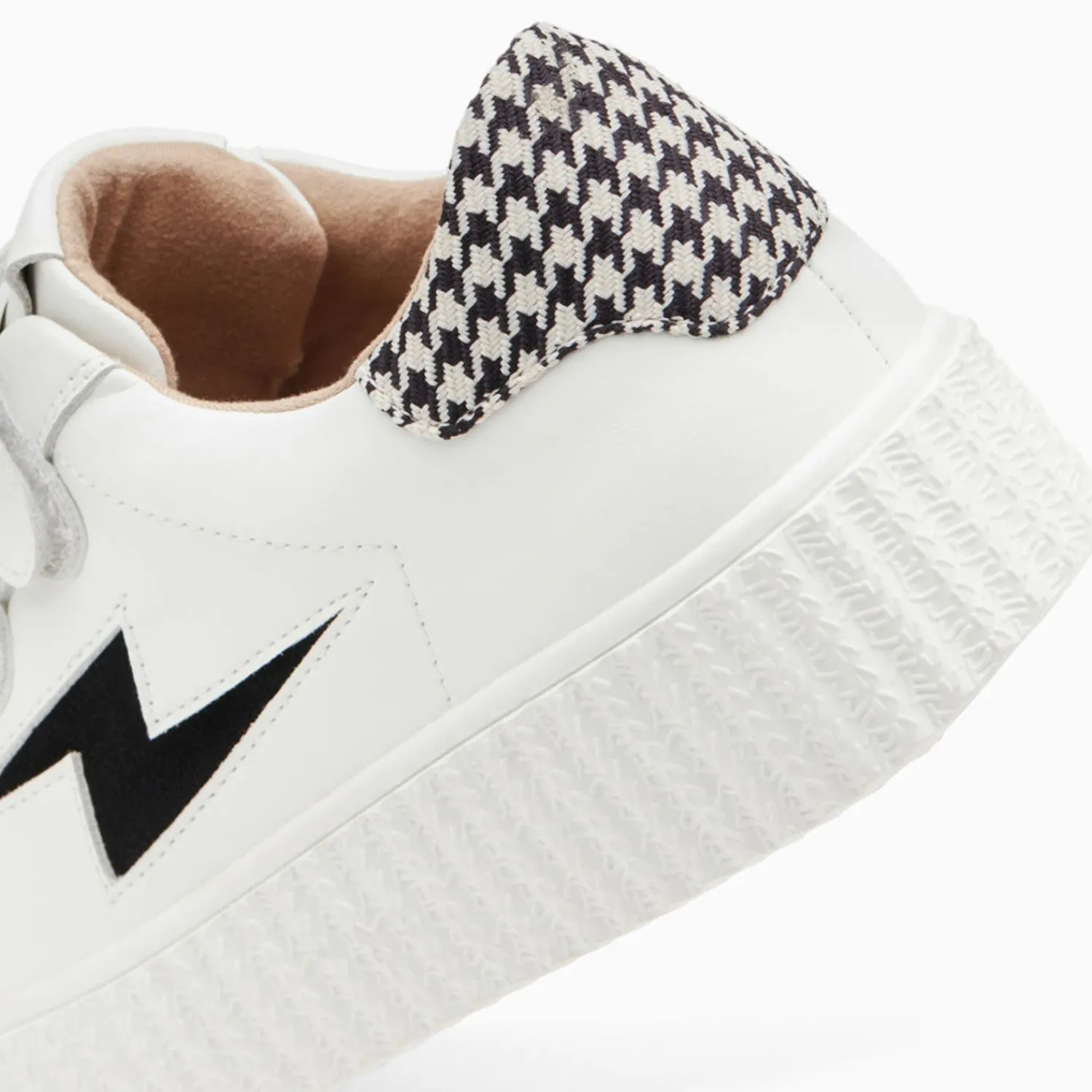 Vanessa Wu Sneakers>Baskets Eclair Sansa Blanc Et Noir Pied-De-Poule A Scratchs