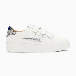 Vanessa Wu Sneakers>Baskets Eclair Susan Blanc Et Argent A Scratchs