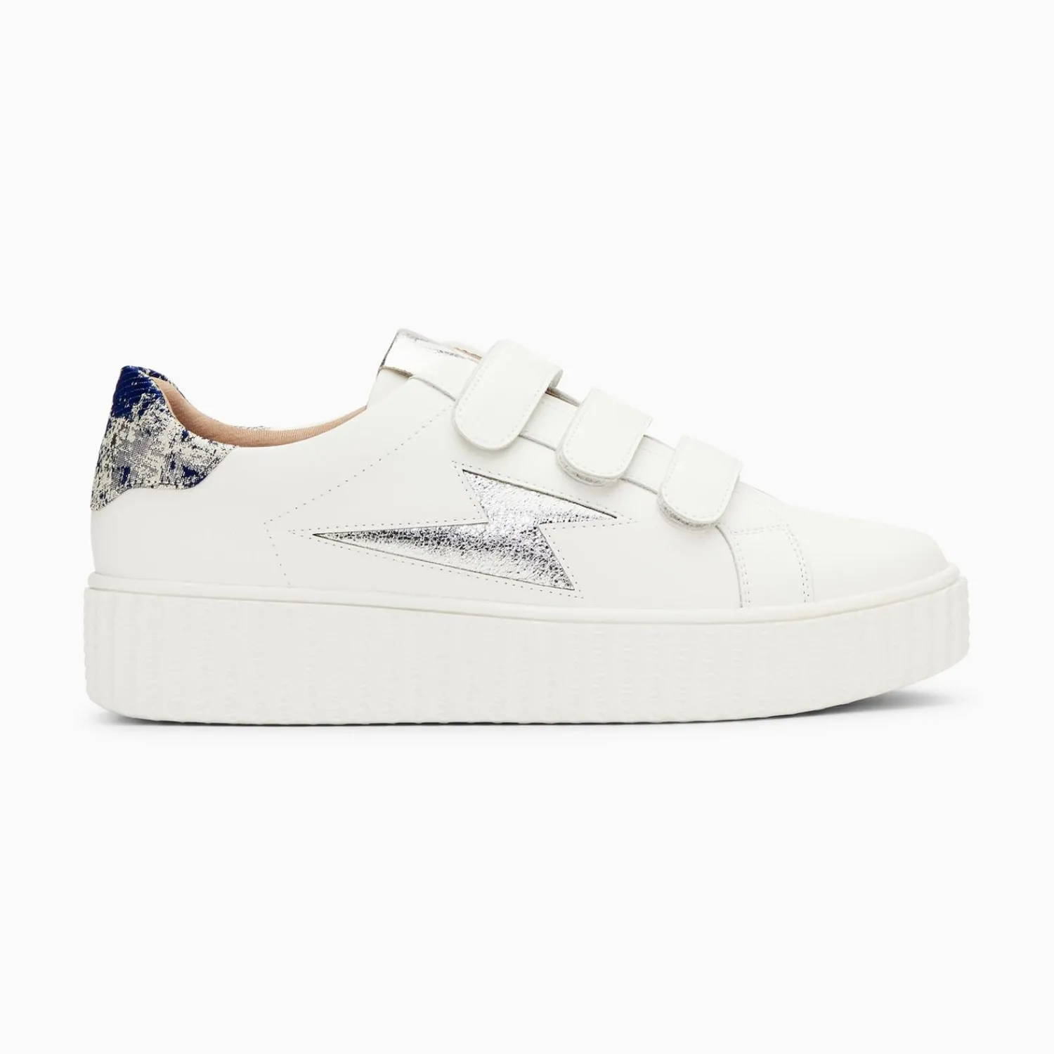 Vanessa Wu Sneakers>Baskets Eclair Susan Blanc Et Argent A Scratchs