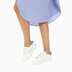 Vanessa Wu Sneakers>Baskets Eclair Susan Blanc Et Argent A Scratchs